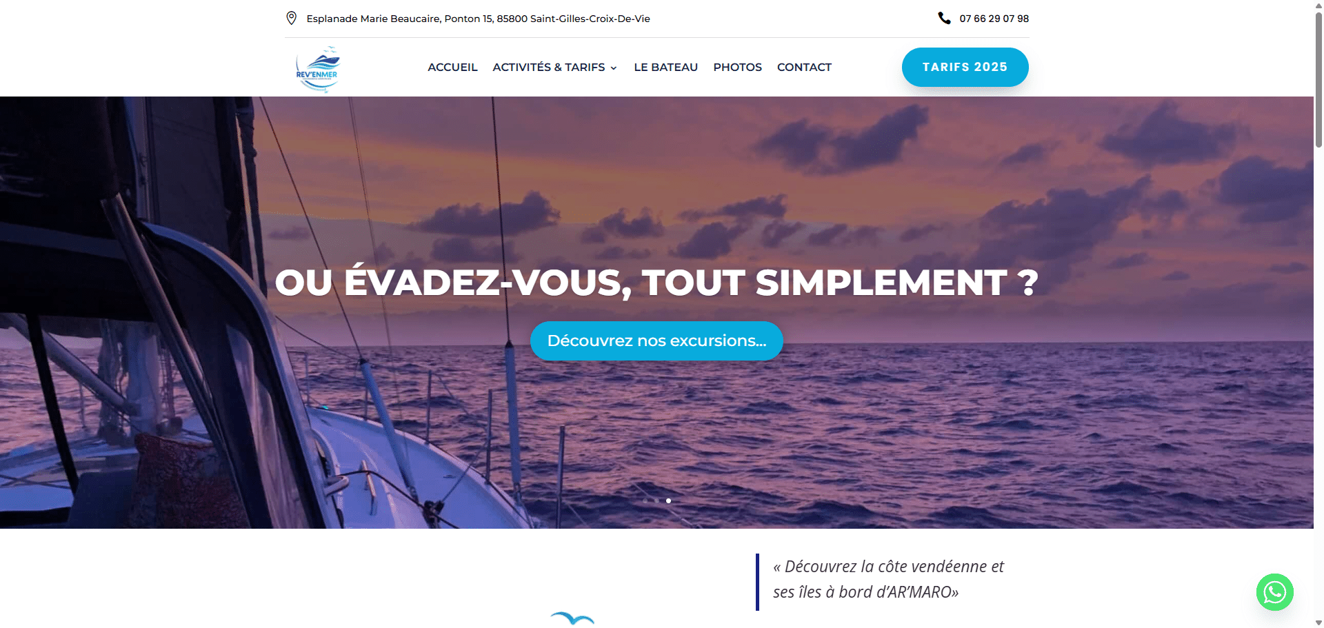 revenmer.fr-REVENMER - Excurcions et loisirs en mer - St Gilles Croix de Vie-cvscreenshot